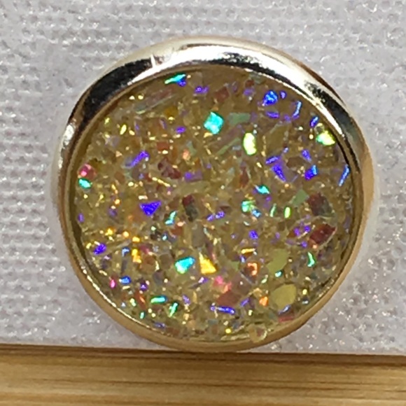 Yellow Druzy Earrings - Picture 2 of 5